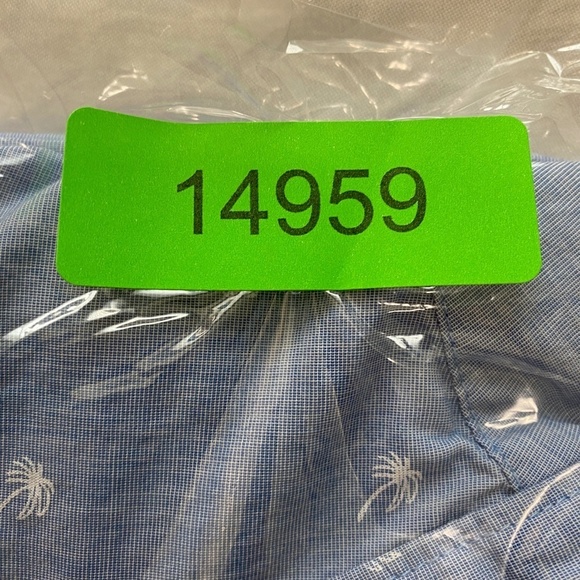 Denim & Flower Ricky Singh Men's Blue Palm Trees Short Sleeve Button Up Shirt L - Picture 13 of 13